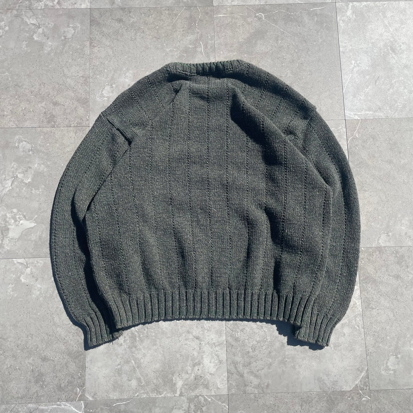 00s Eddie Bauer Made in USA Washed Green Textured Knit KiiChain Clothing