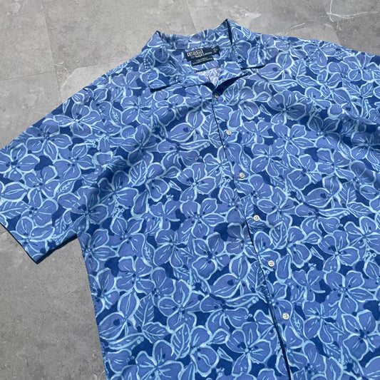 90s Ralph Lauren Caldwell Blue Floral Hawaiian Shirt KiiChain Clothing