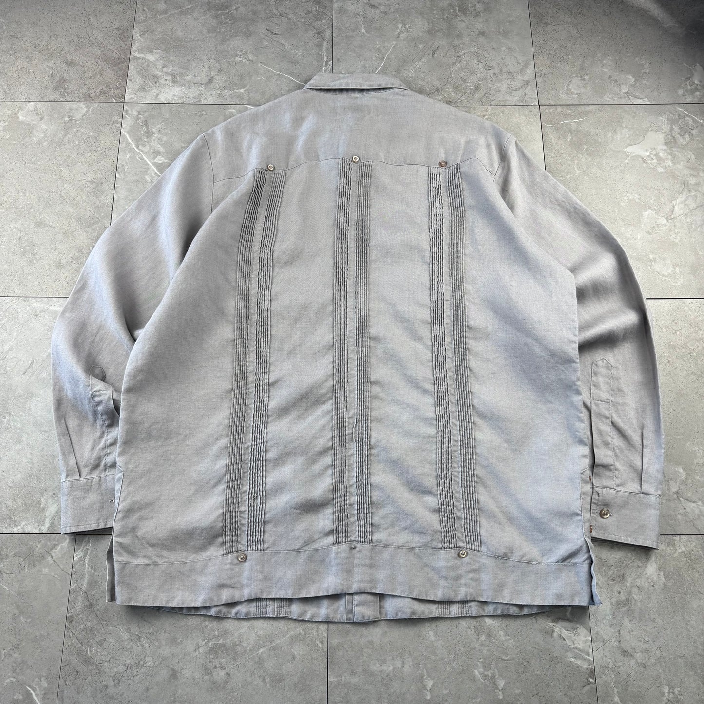 80s-90s Renato Faded Gray 100% Linen Cuba Shirt