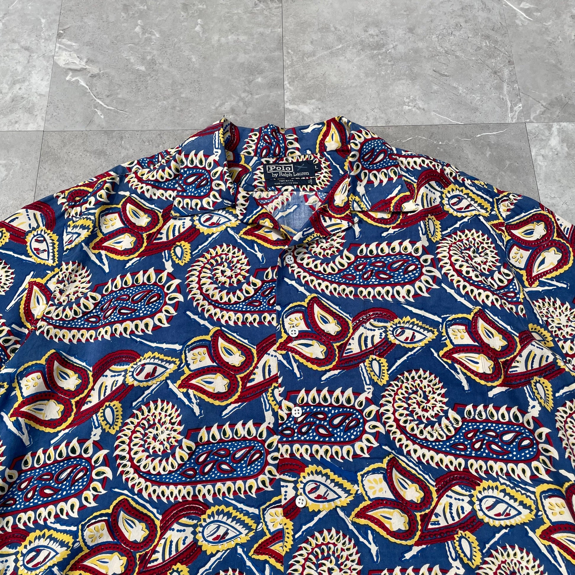 90s Ralph Lauren 100% Imported Silk Made in USA Paisley Hawaiian Shirt KiiChain Clothing