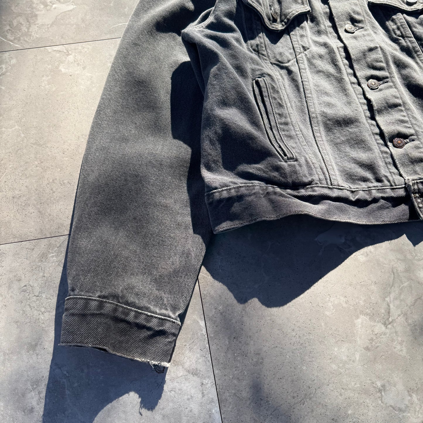 80s Levi's 70506 Made in USA Faded Black Denim Jacket