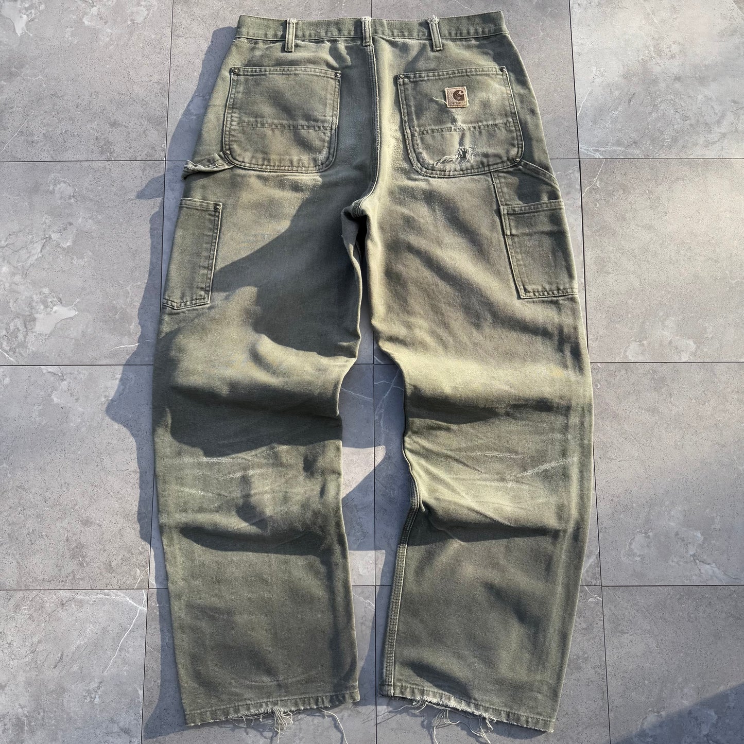 90s-00s Carhartt Moss Green Double Knee Work Pants 32x32