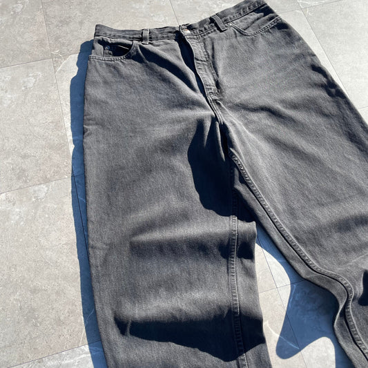 90s Lands' End Loose Fit Tapered Black Denim Size 16 KiiChain Clothing