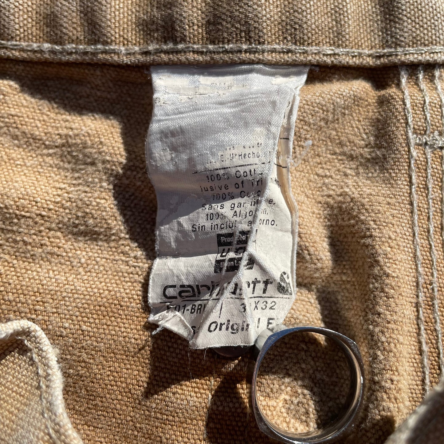90s Carhartt Made in USA Beige Double Knee Work Pants 30x32 KiiChain Clothing