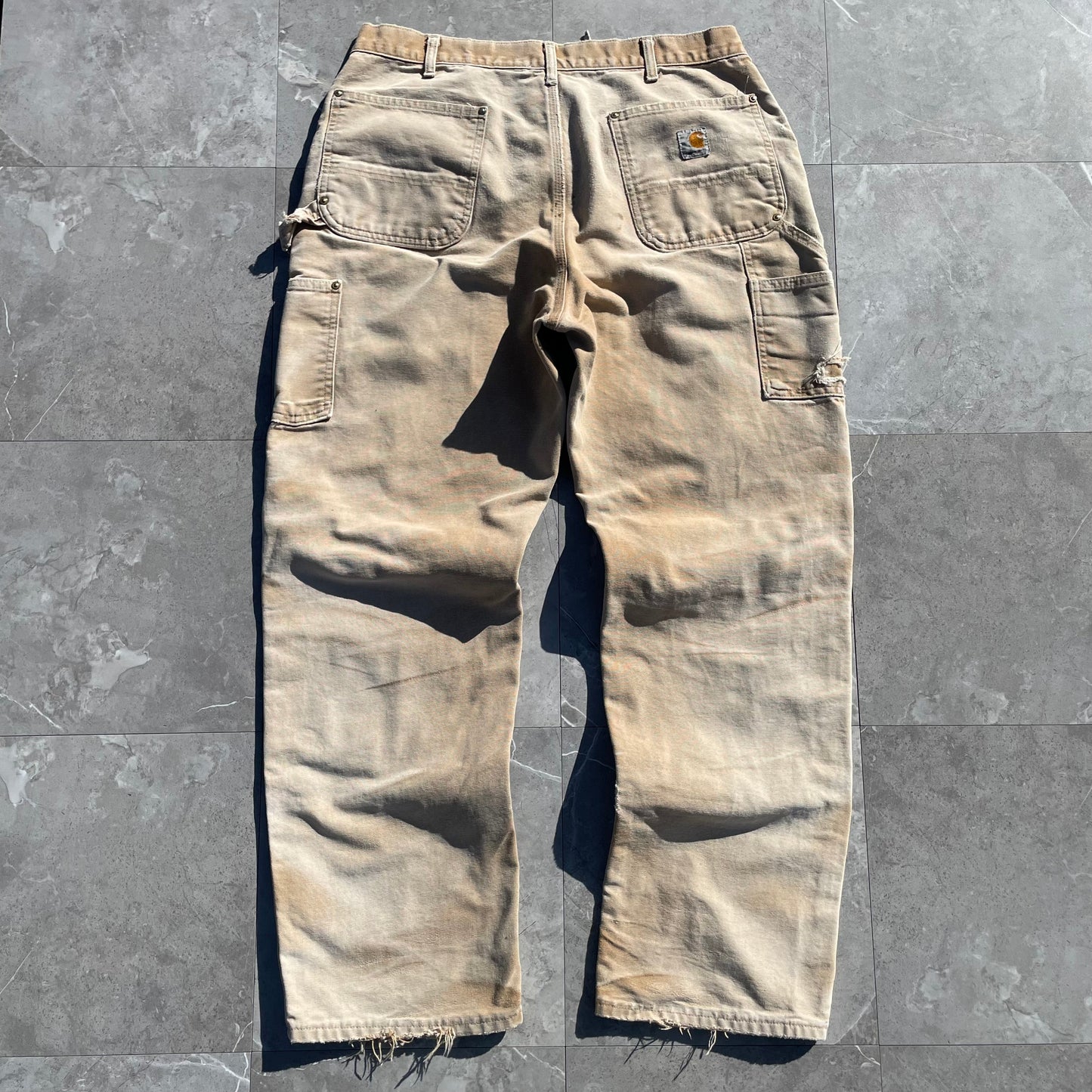 90s Carhartt Made in USA Beige Double Knee Work Pants 36x32 KiiChain Clothing