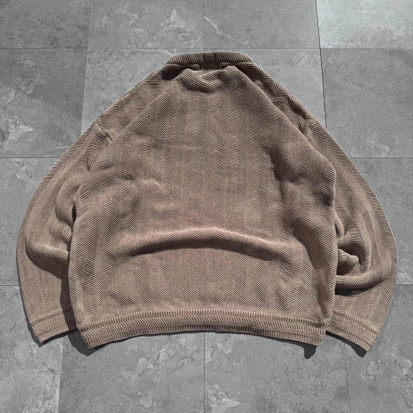 90s Chaps Ralph Lauren Brown/Beige “Hand Framed” Herringbone Knit Sweater KiiChain Clothing