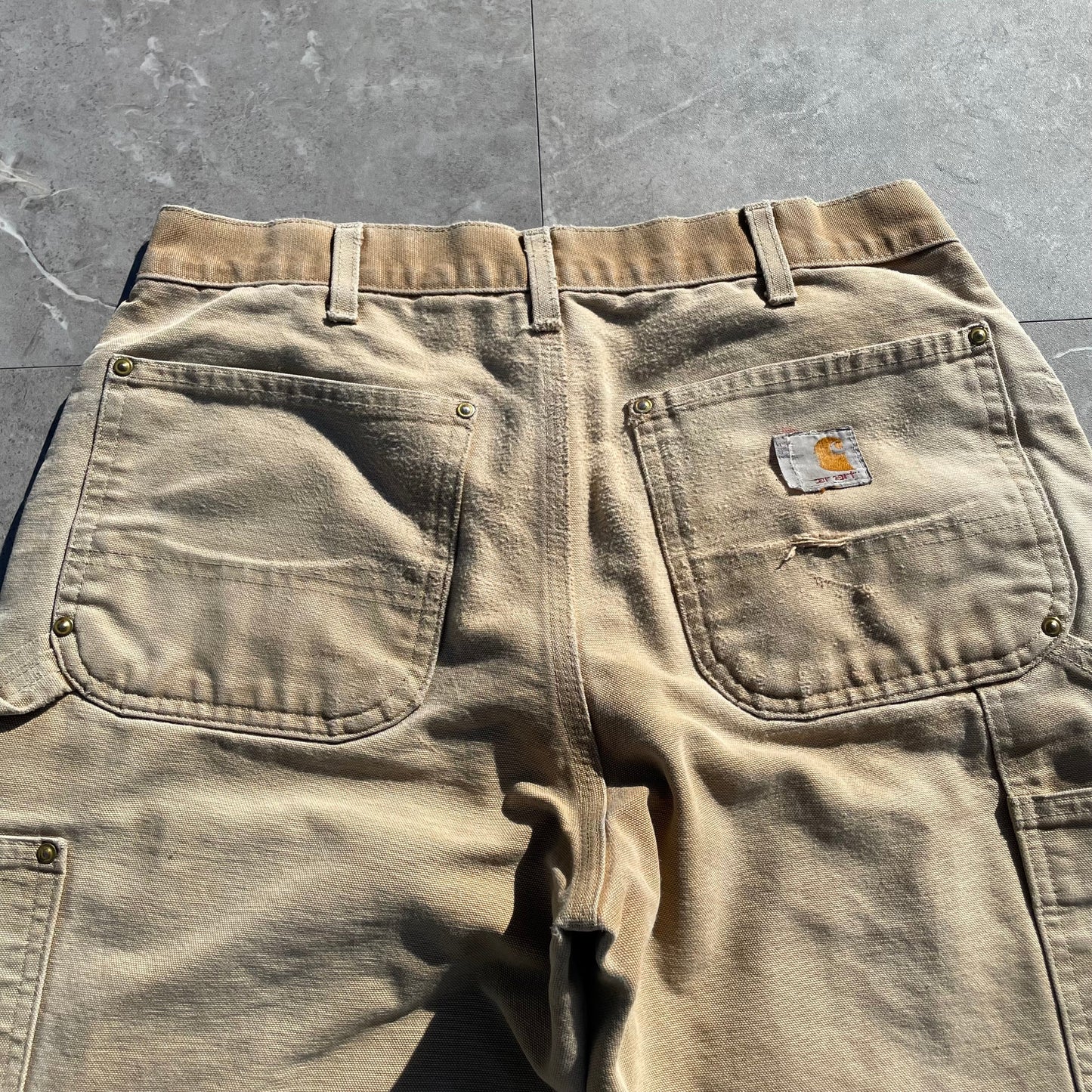 90s Carhartt Made in USA Beige Double Knee Work Pants 30x32 KiiChain Clothing