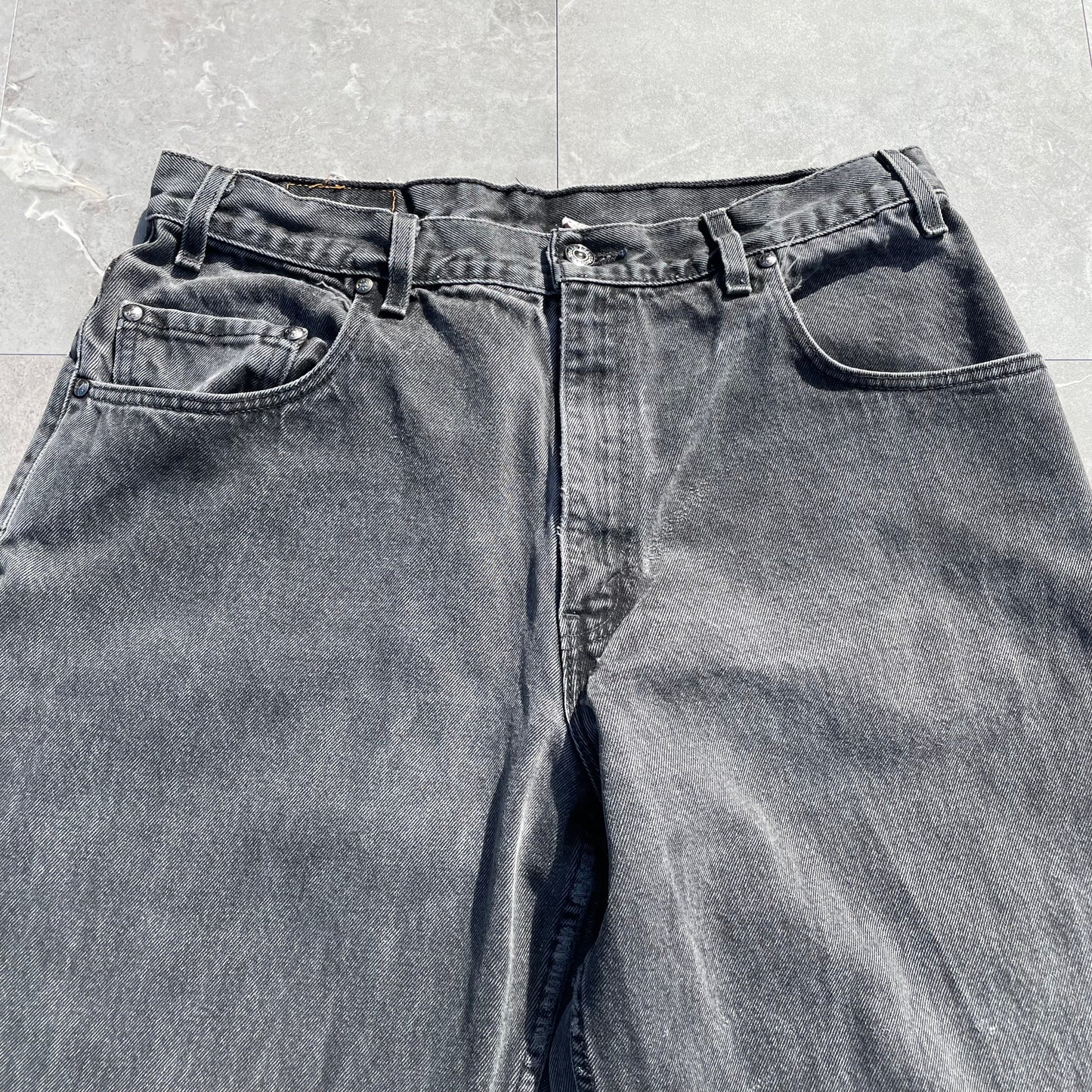 90s Levi's 545 Orange Tab Made in USA Black Denim 36x34 KiiChain Clothing