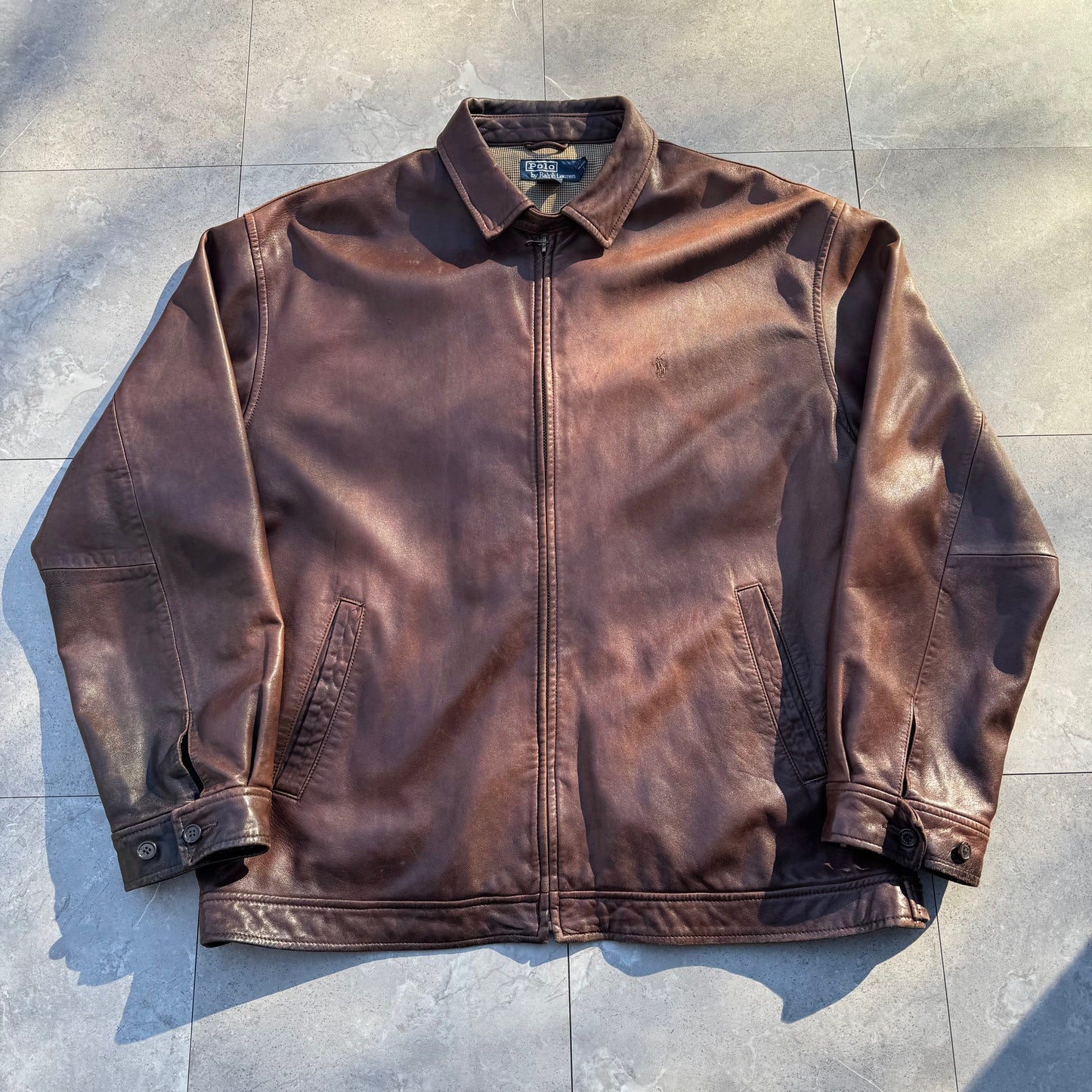 90s-00s Polo by Ralph Lauren Brown Leather Jacket KiiChain Clothing