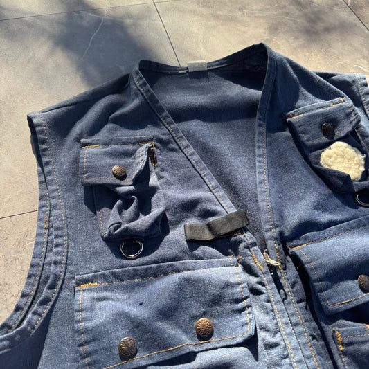 50s-60s Western Trails Denim Fishing Tech Vest KiiChain Clothing