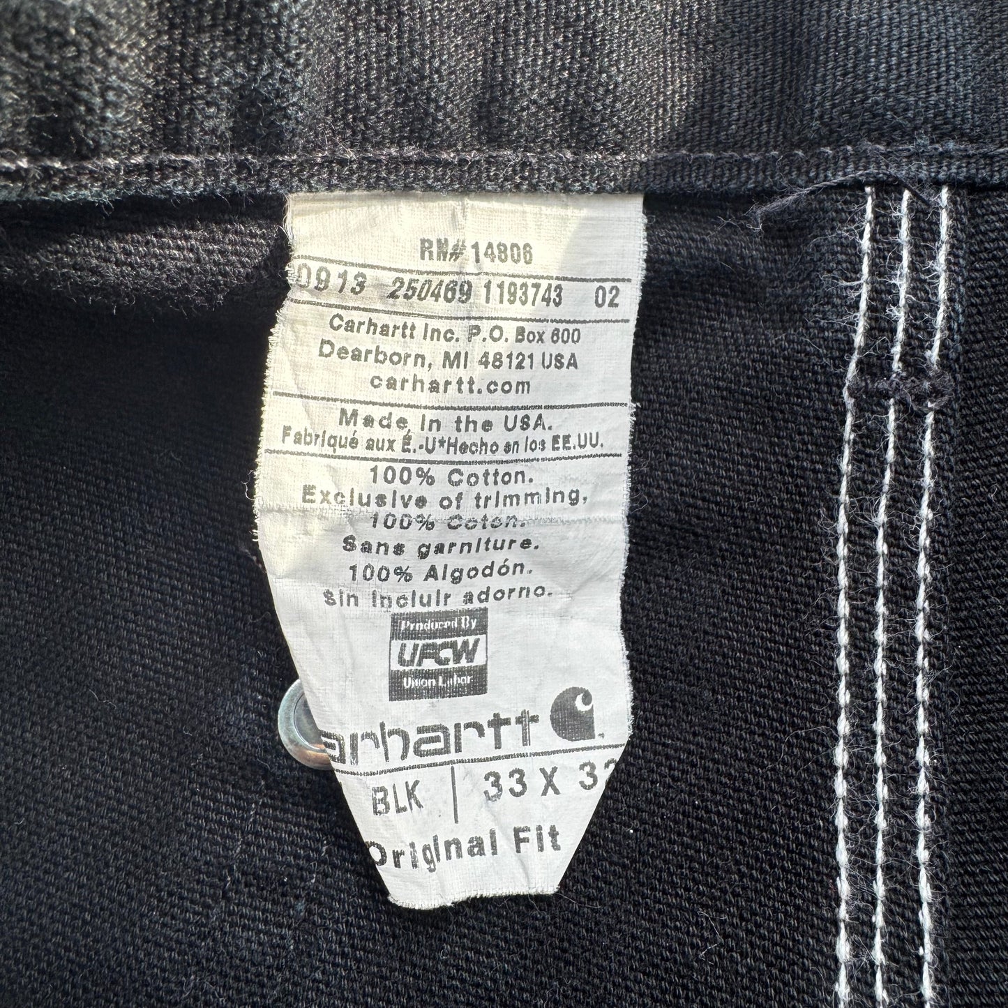 90s Carhartt Made in USA Black Double Knee Work Pants 33x32 KiiChain Clothing