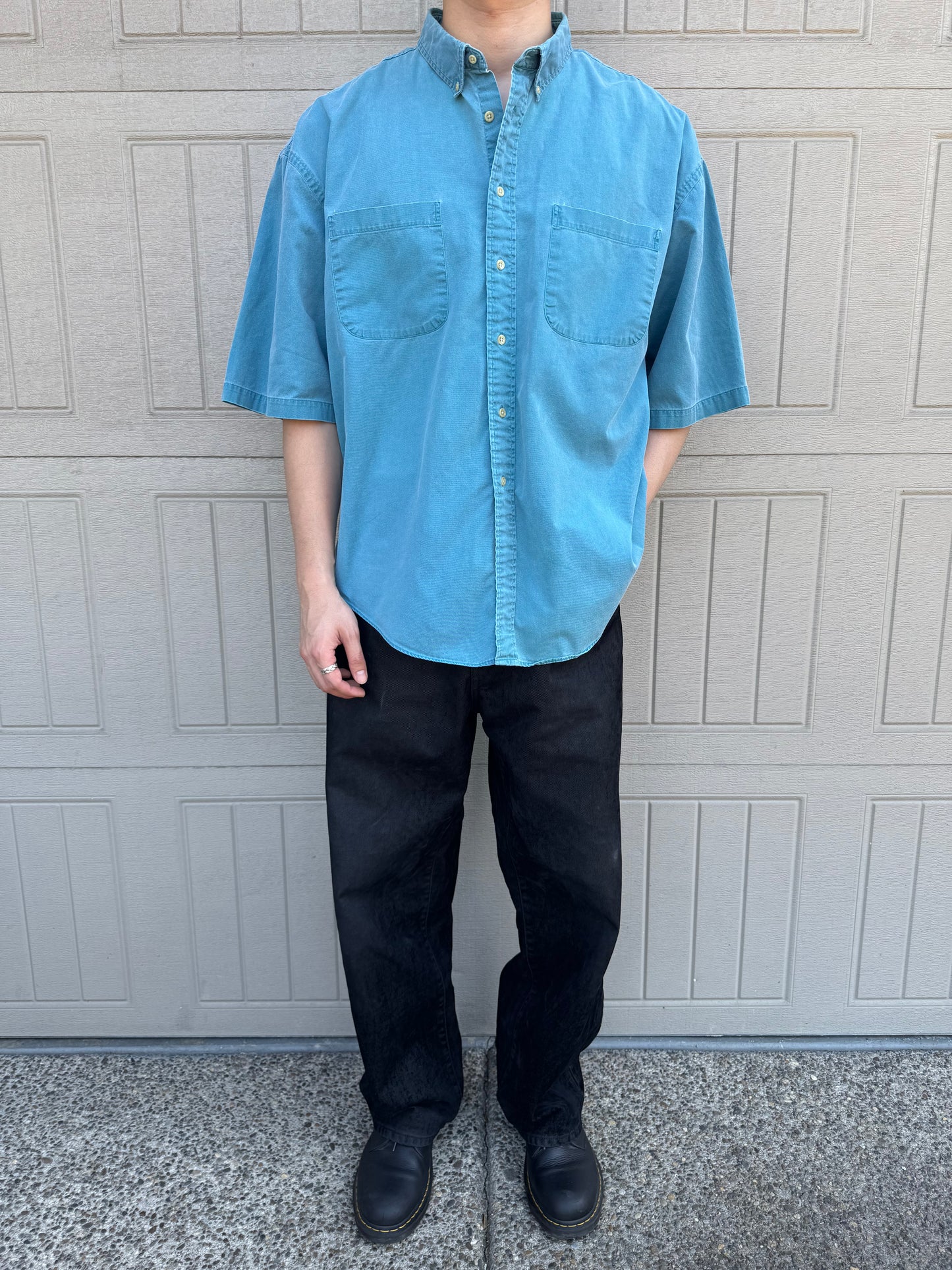 90s Cambridge Classics Faded Blue Button Down Short Sleeve Shirt XL