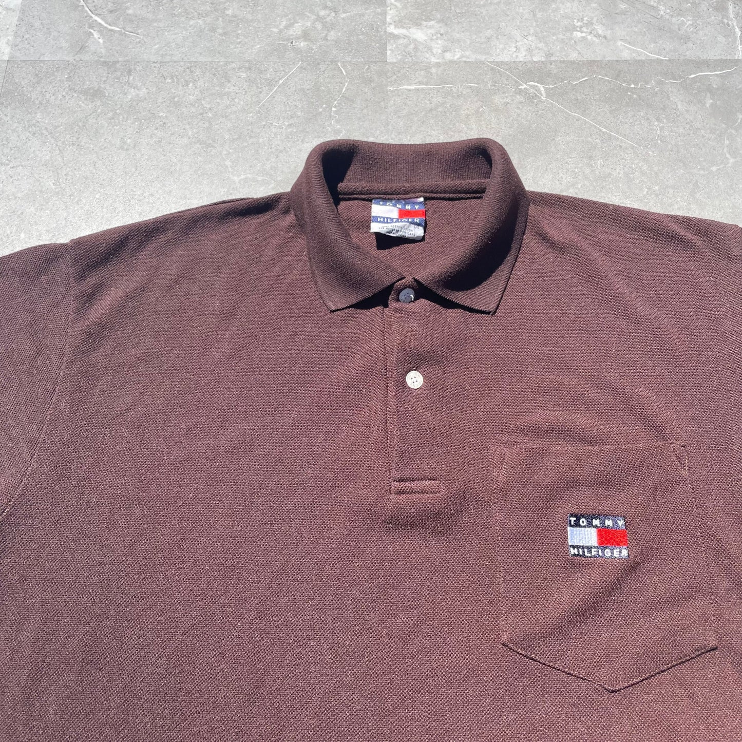 90s Tommy Hilfiger Brown Polo Shirt KiiChain Clothing
