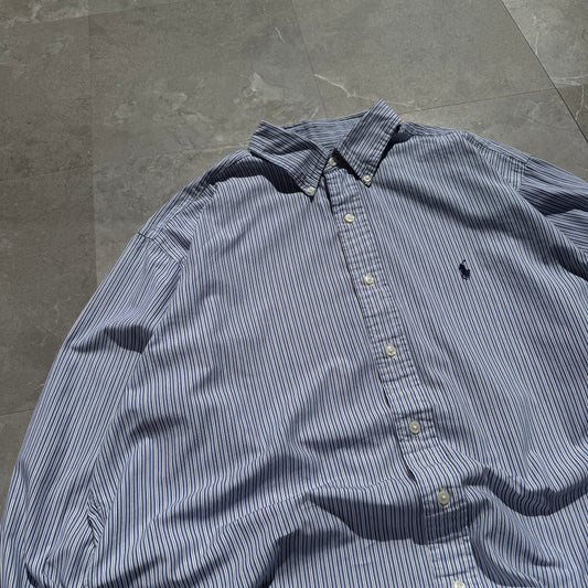 90s-00s Ralph Lauren “Yarmouth” Lightblue Striped Button Down Shirt KiiChain Clothing