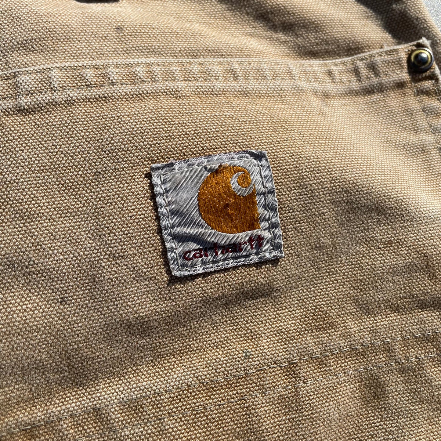 90s Carhartt Made in USA Beige Double Knee Work Pants 34x30 KiiChain Clothing
