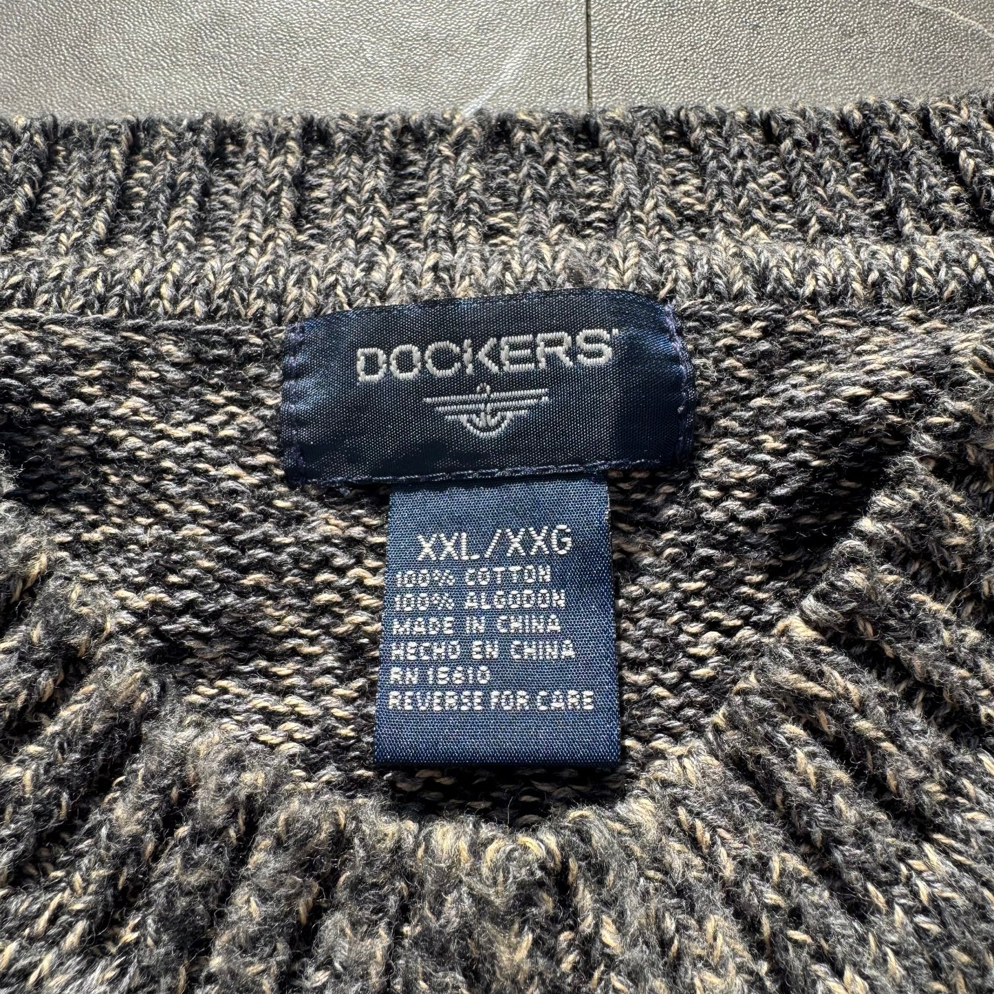 90s-00s Dockers Gray/Beige Checkered Cotton Knit