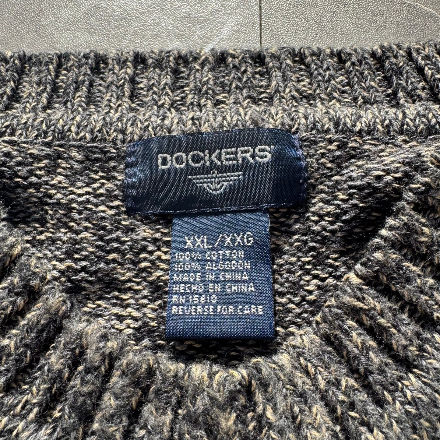 90s-00s Dockers Gray/Beige Checkered Cotton Knit KiiChain Clothing