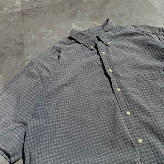 Eddie Bauer Seersucker BD Short Sleeve Shirt Gray KiiChain Clothing