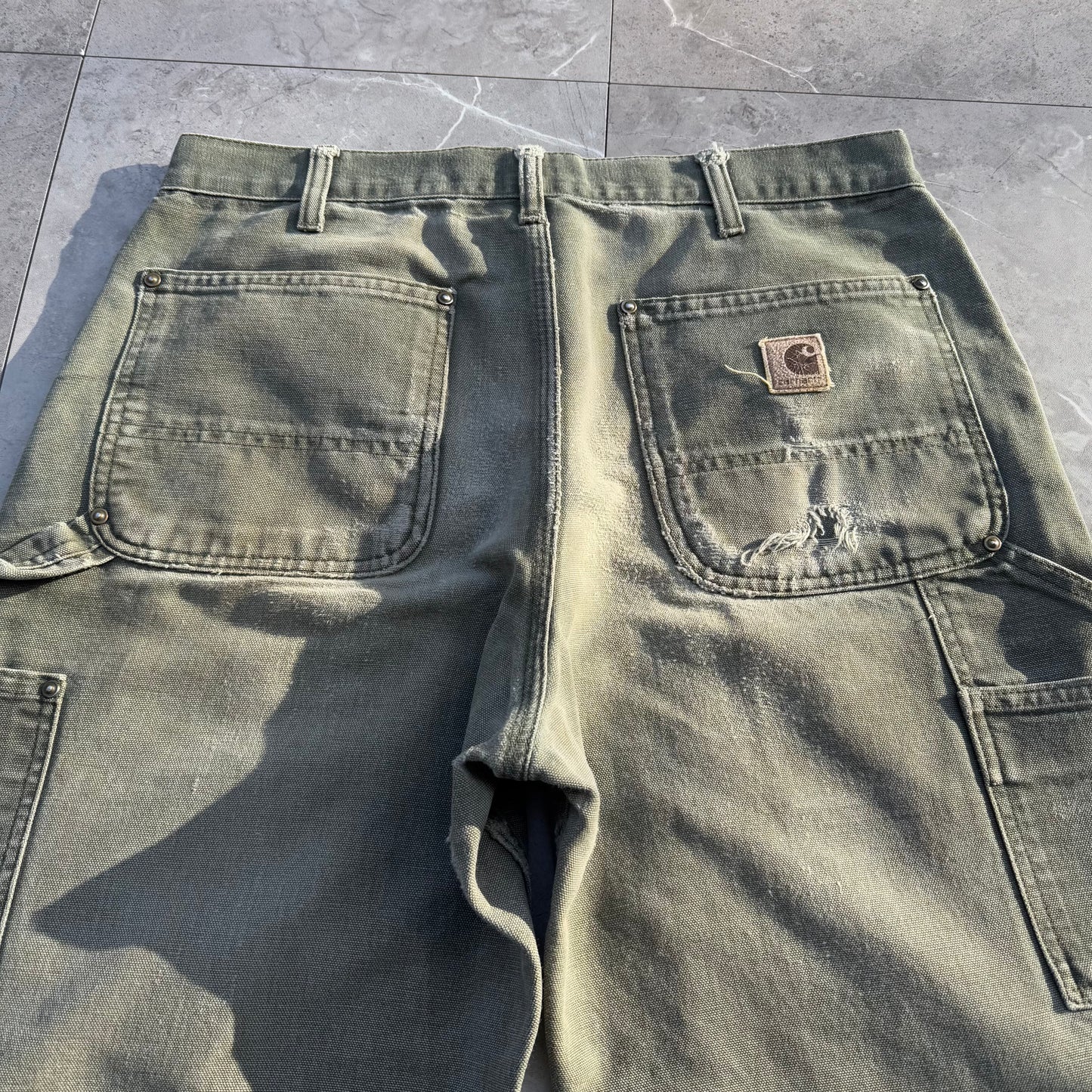 90s-00s Carhartt Moss Green Double Knee Work Pants 32x32