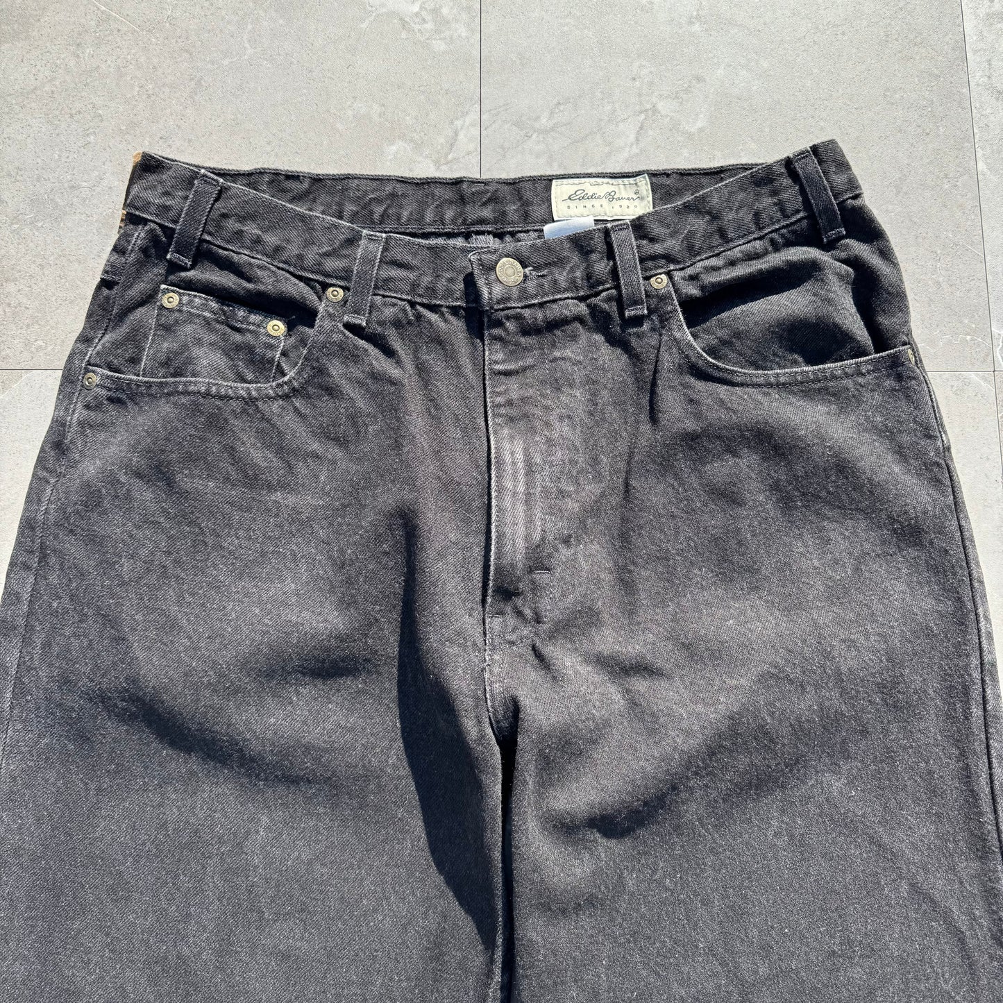 90s-00s Eddie Bauer Made in USA Black Denim 35x34 KiiChain Clothing
