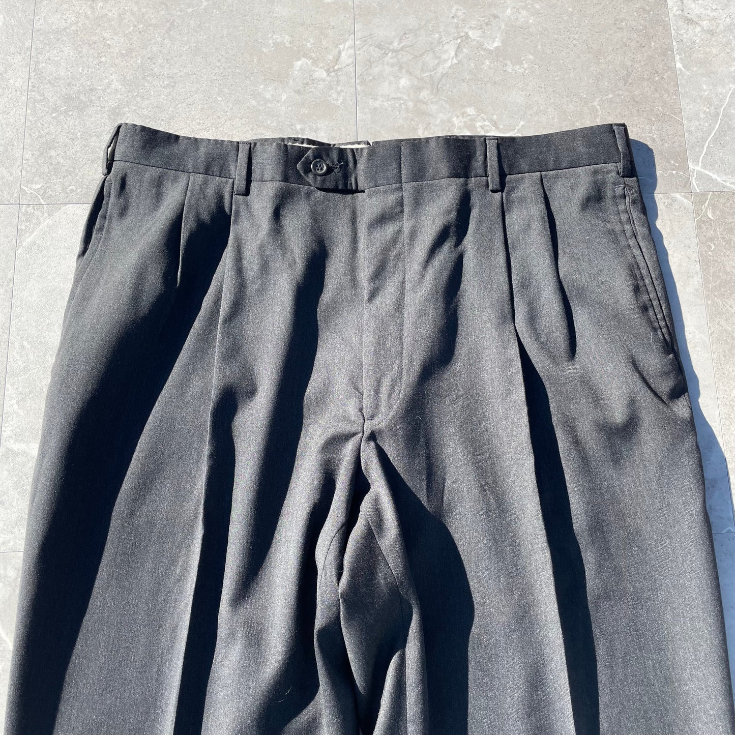 70s-80s Jos.A.Bank Made in USA Two-Tuck Wide Leg Pleated Pure Wool Slacks KiiChain Clothing