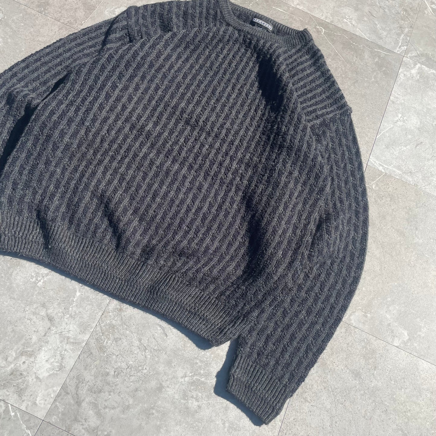 90s Jantzen Gray Acrylic Birds-Eye Style Design Knit KiiChain Clothing