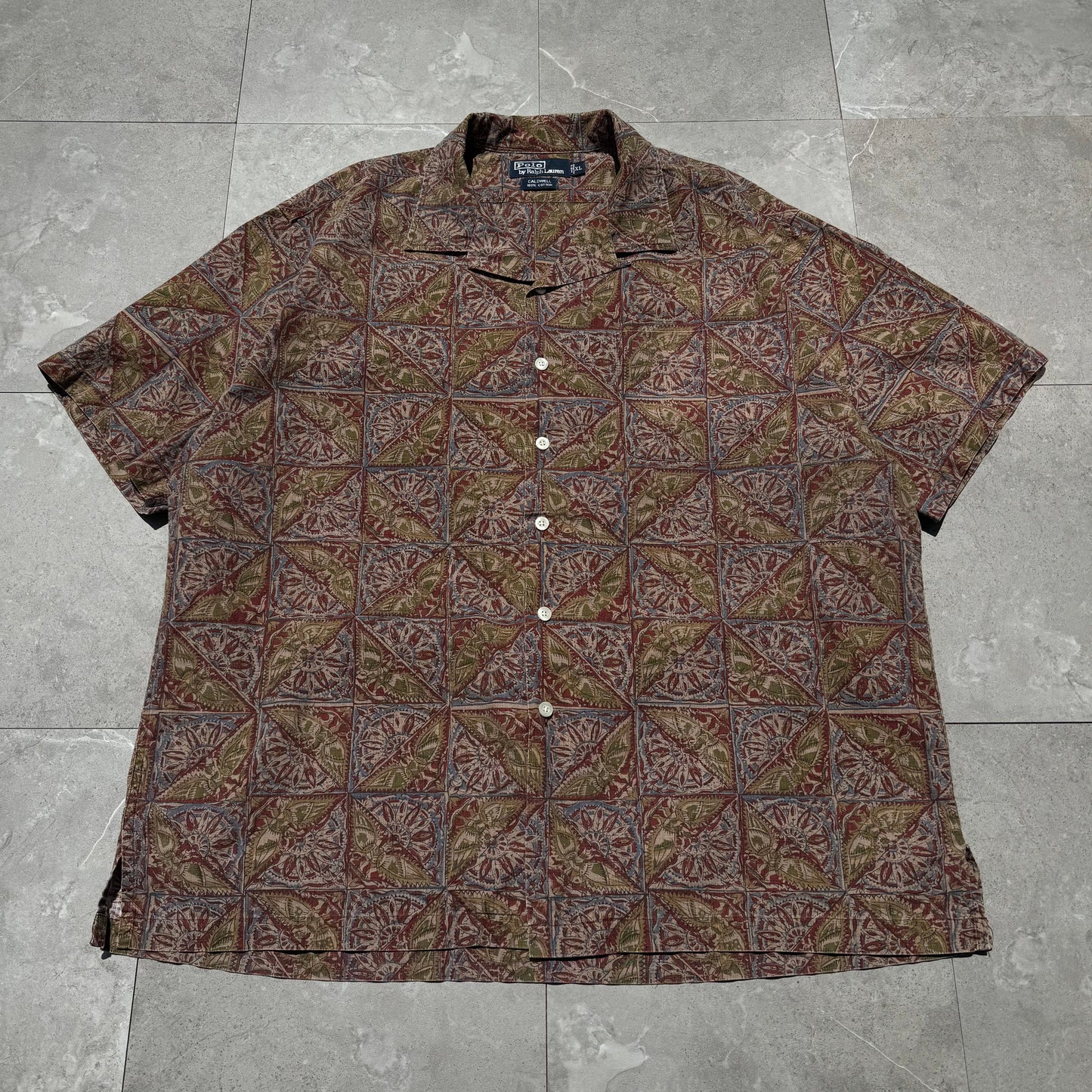 90s-00s Ralph Lauren Caldwell Bird Graphic Paisley Cotton Short Sleeve Shirt KiiChain Clothing