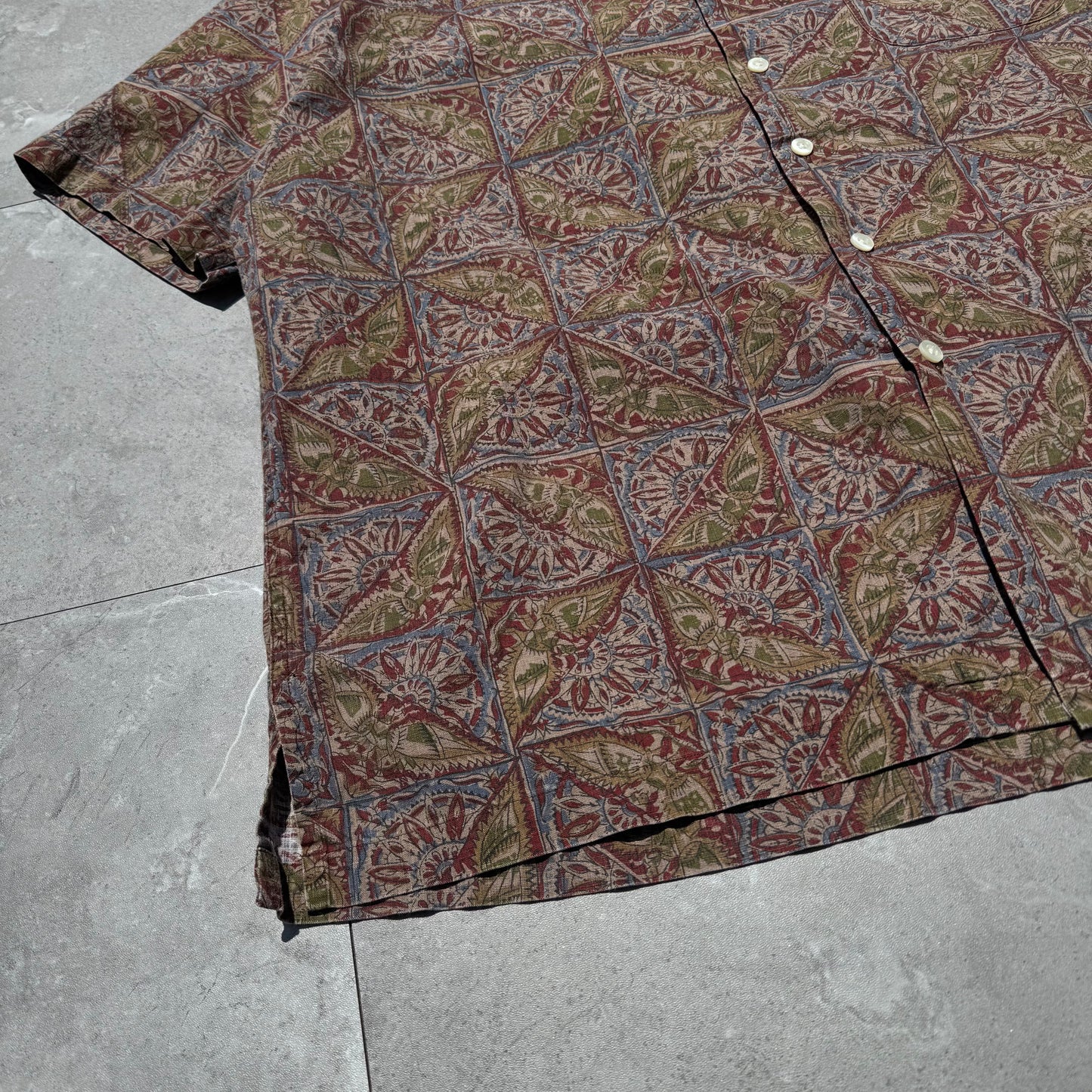 90s-00s Ralph Lauren Caldwell Bird Graphic Paisley Cotton Short Sleeve Shirt KiiChain Clothing