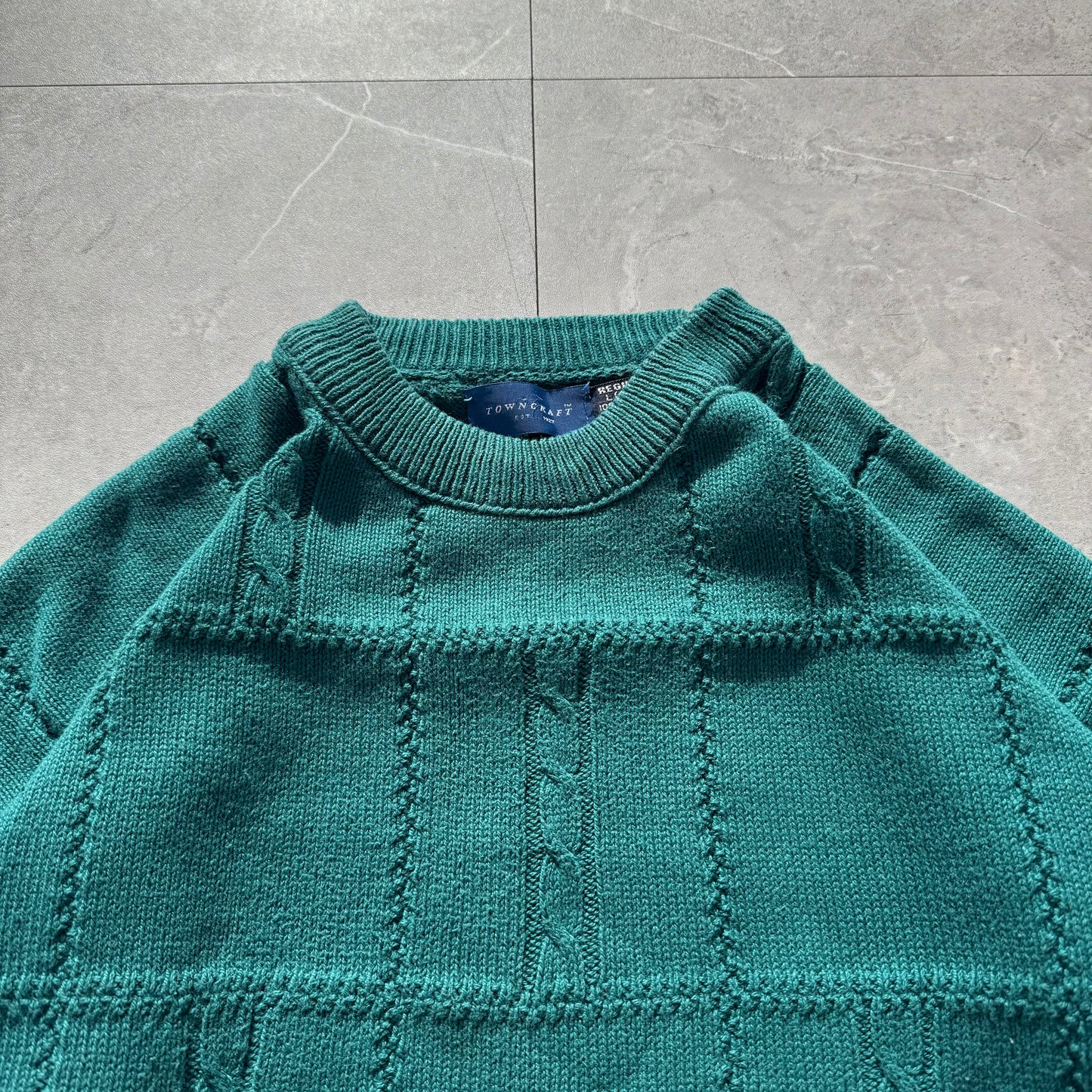 90s Towncraft Made in USA Green Cotton Design Knit