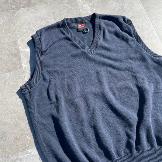 90s-00s Nike Made in USA Blank Navy V-Neck Vest KiiChain Clothing