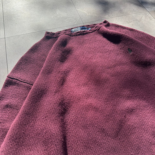 90s Polo by Ralph Lauren Burgundy Knit KiiChain Clothing