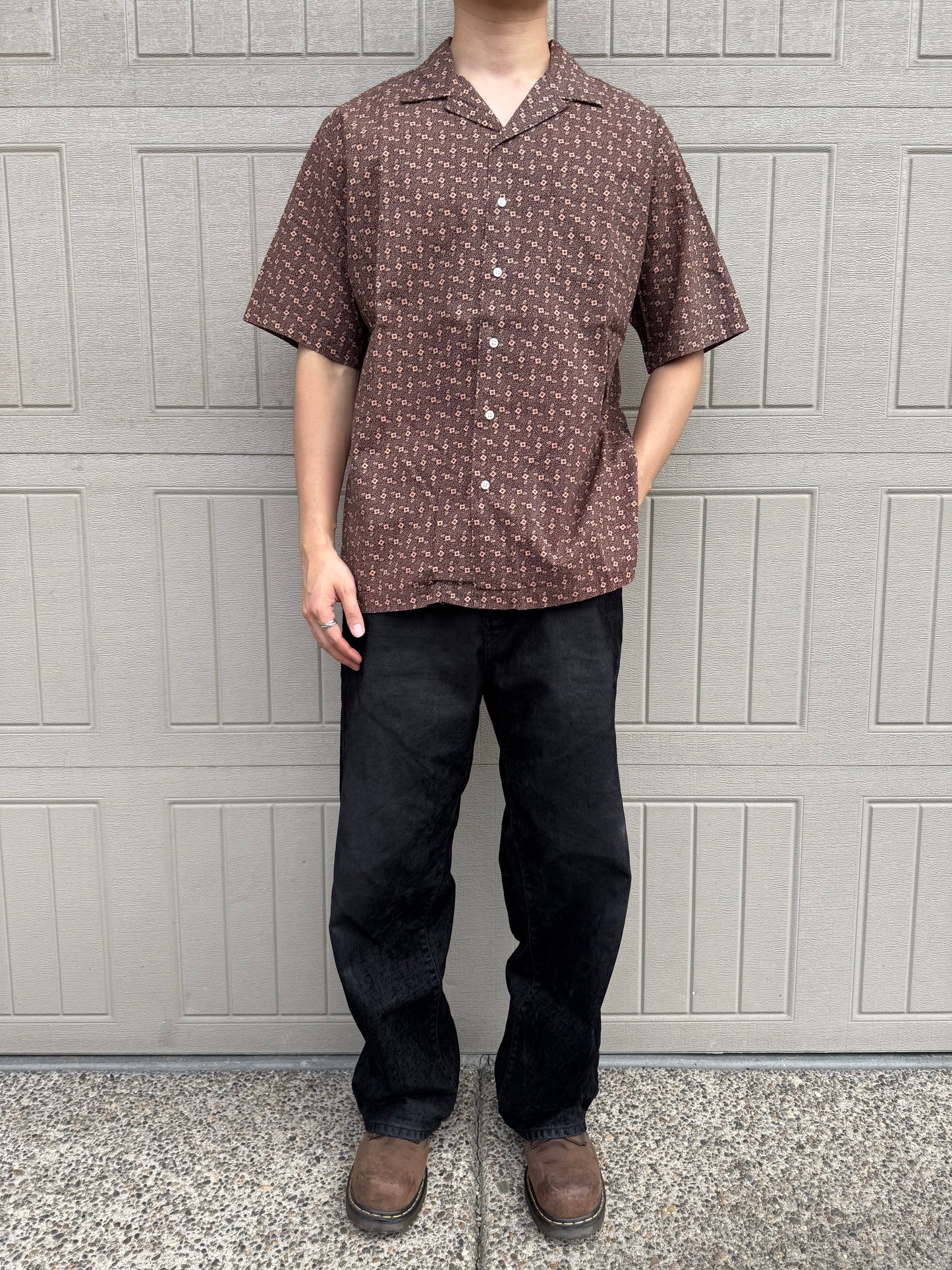 90s-00s Ralph Lauren Caldwell Brown Open Collar Shirt KiiChain Clothing