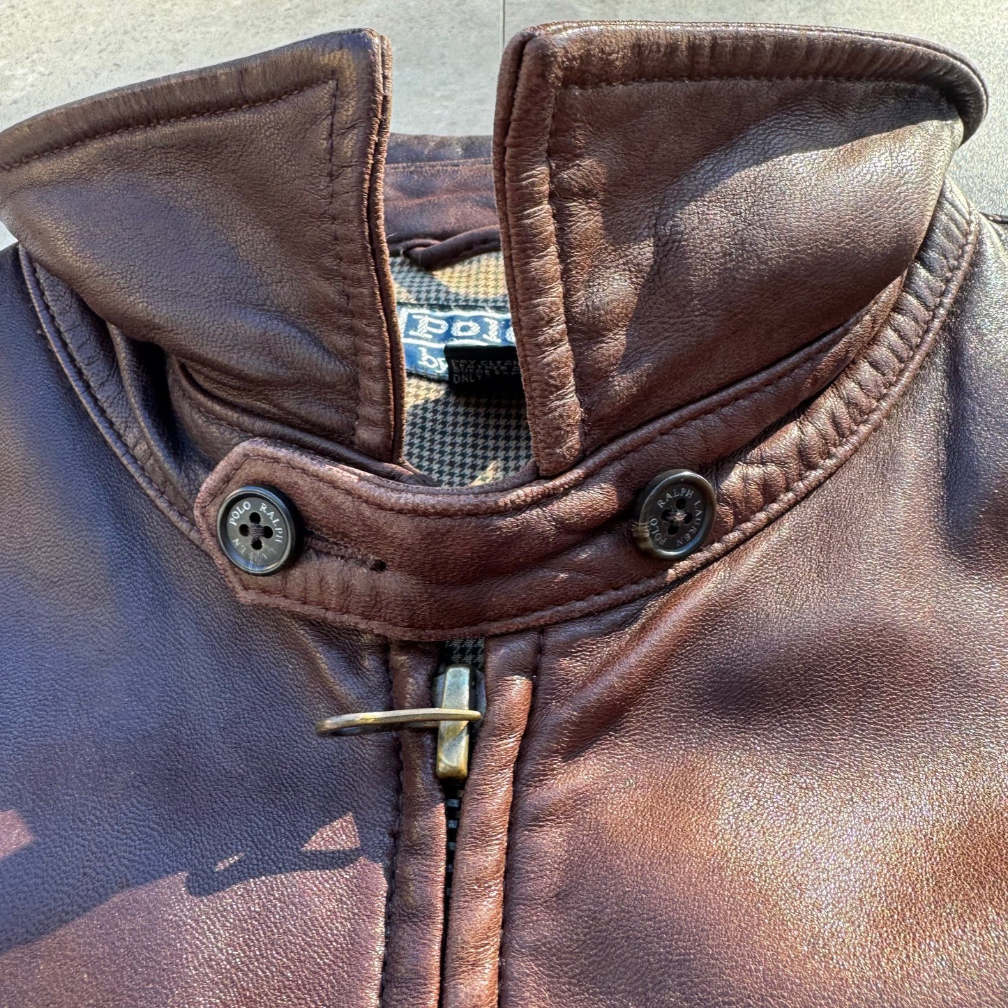 90s-00s Polo by Ralph Lauren Brown Leather Jacket KiiChain Clothing