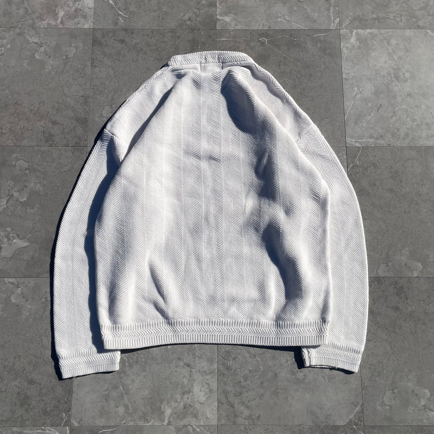 90s Chaps Ralph Lauren Hand Framed Heavyweight White Textured Knit KiiChain Clothing