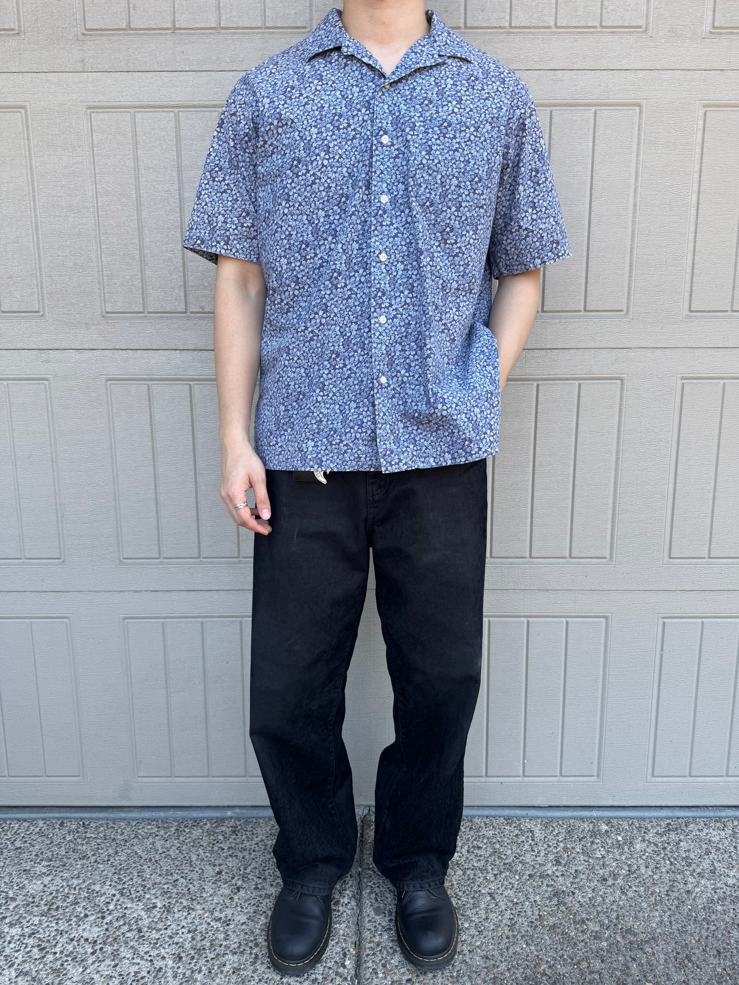 00s Polo by Ralph Lauren Caldwell Blue Flower Open Collar Shirt