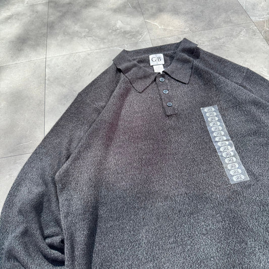 90s-00s Geoffrey Beene Dead-Stock Dark Gray Knit Polo KiiChain Clothing