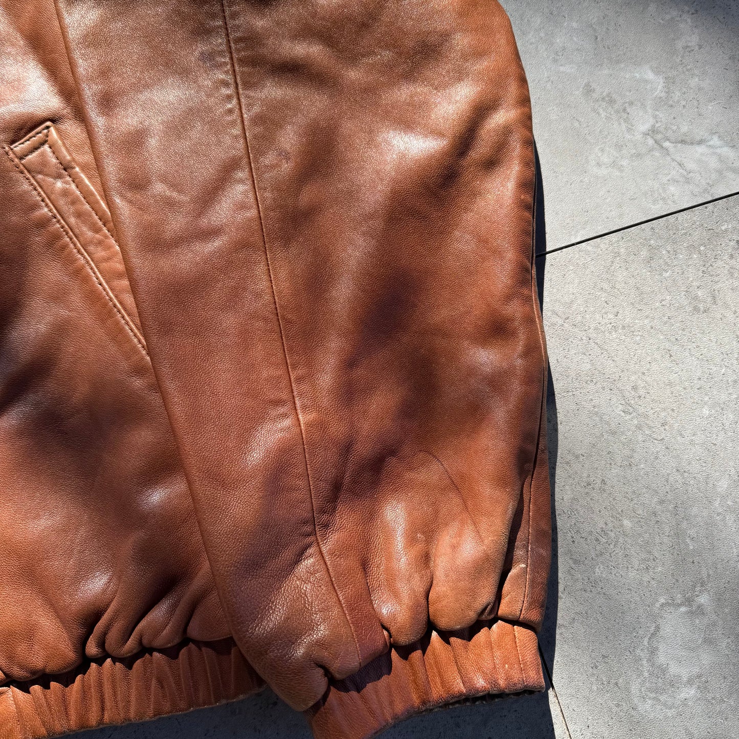 90s Polo by Ralph Lauren Light Brown Rare “No Pony” Leather Jacket