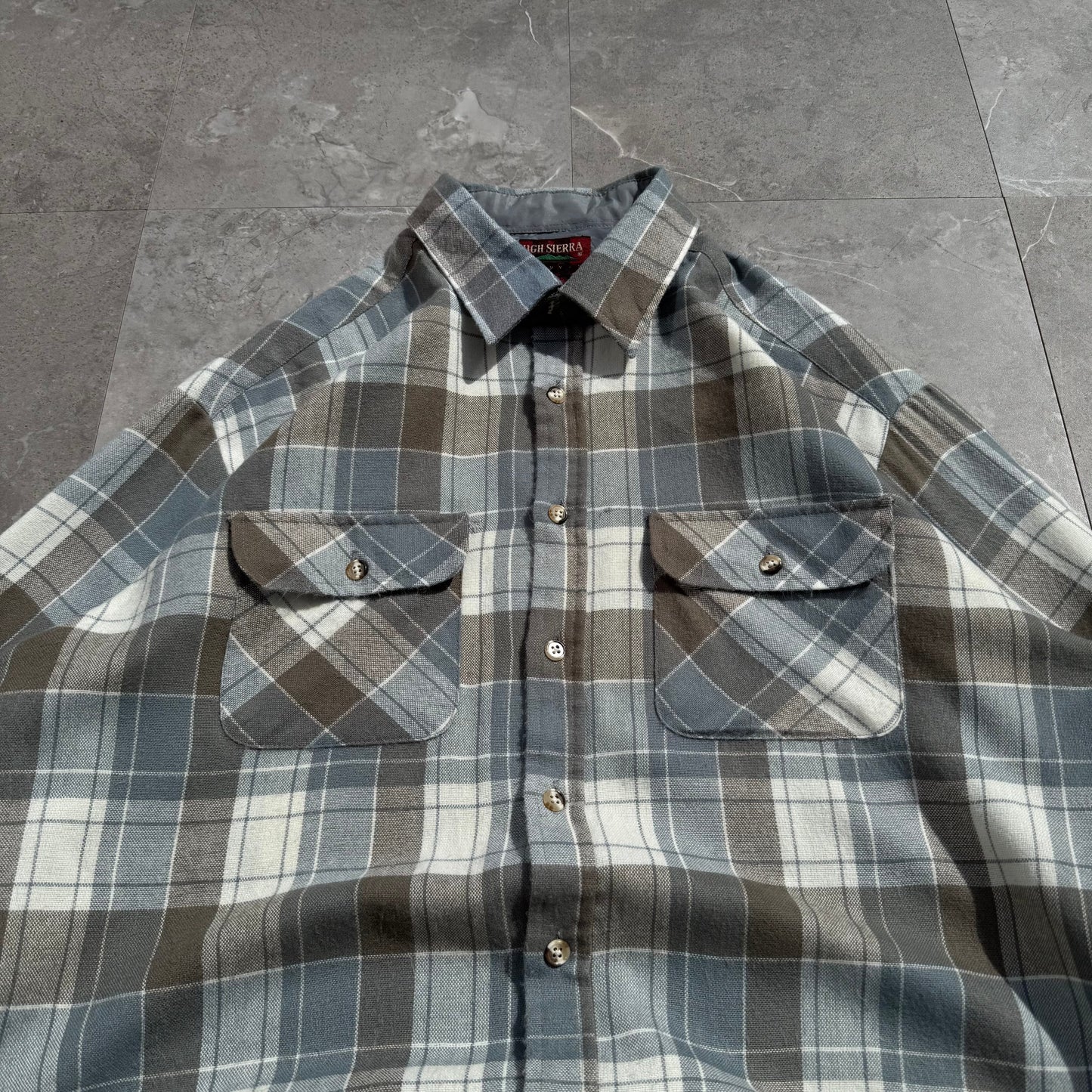 80s-90s High Sierra Faded Checkered Flannel Shirt KiiChain Clothing