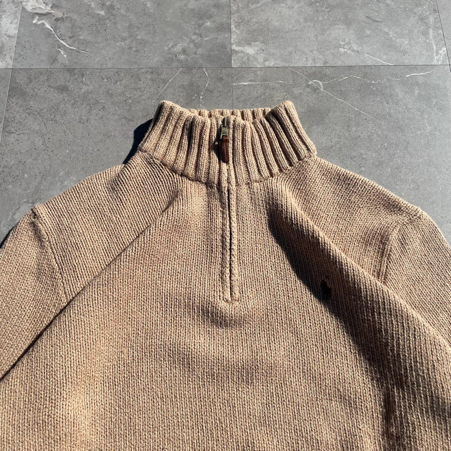 90s Ralph Lauren “Exclusive of Decoration” Brown Half-Zip Knit Pullover KiiChain Clothing