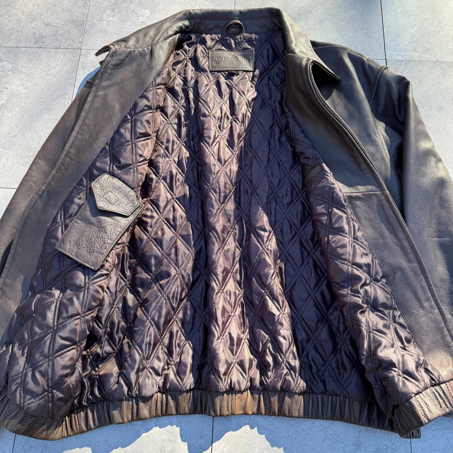 90s-00s St. John's Bay Brown Leather Jacket KiiChain Clothing