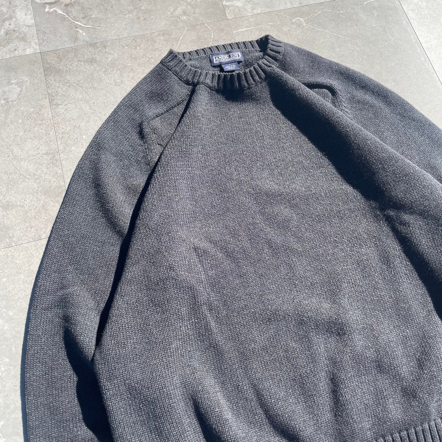 90s Lands' End Made in Japan Plain Dark Gray Knit KiiChain Clothing