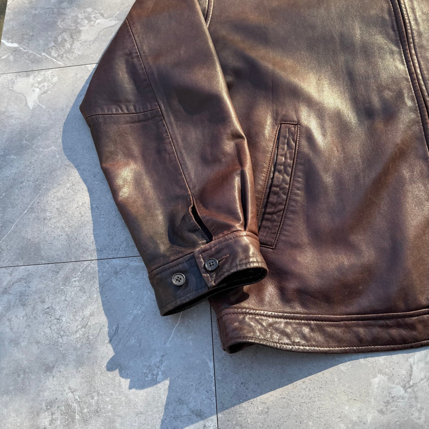 90s-00s Polo by Ralph Lauren Brown Leather Jacket KiiChain Clothing