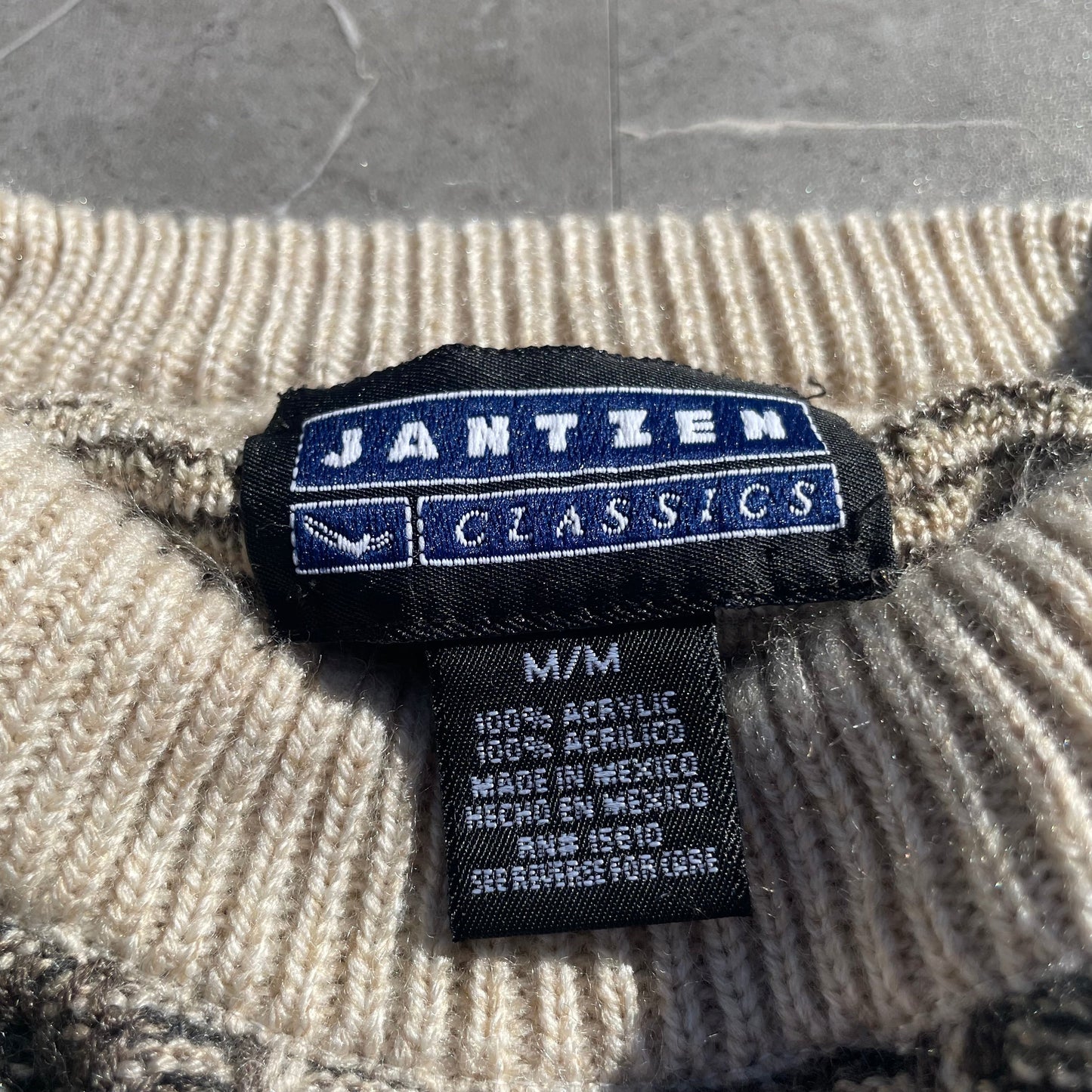 90s-00s Jantzen Acrylic Cream/Brown Design Knit KiiChain Clothing