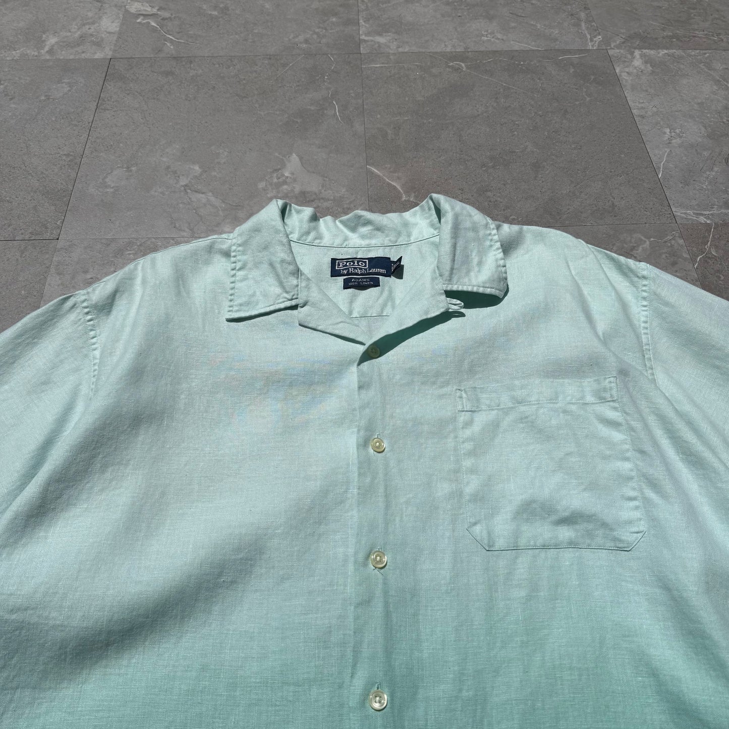 90s-00s Ralph Lauren Adams 100% Linen Tye-Dye Dip Open Collar Shirt KiiChain Clothing
