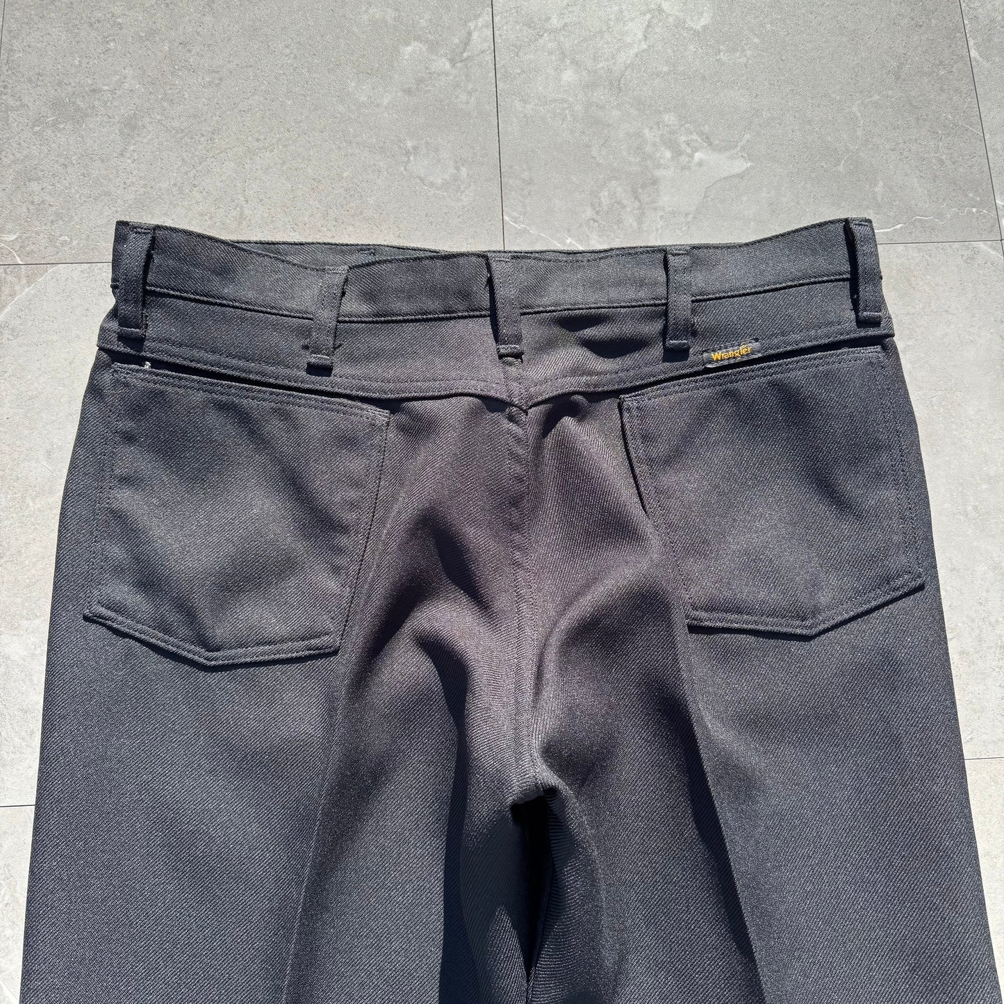 70s-80s Wrangler Made in USA Black Slacks 36x30 KiiChain Clothing