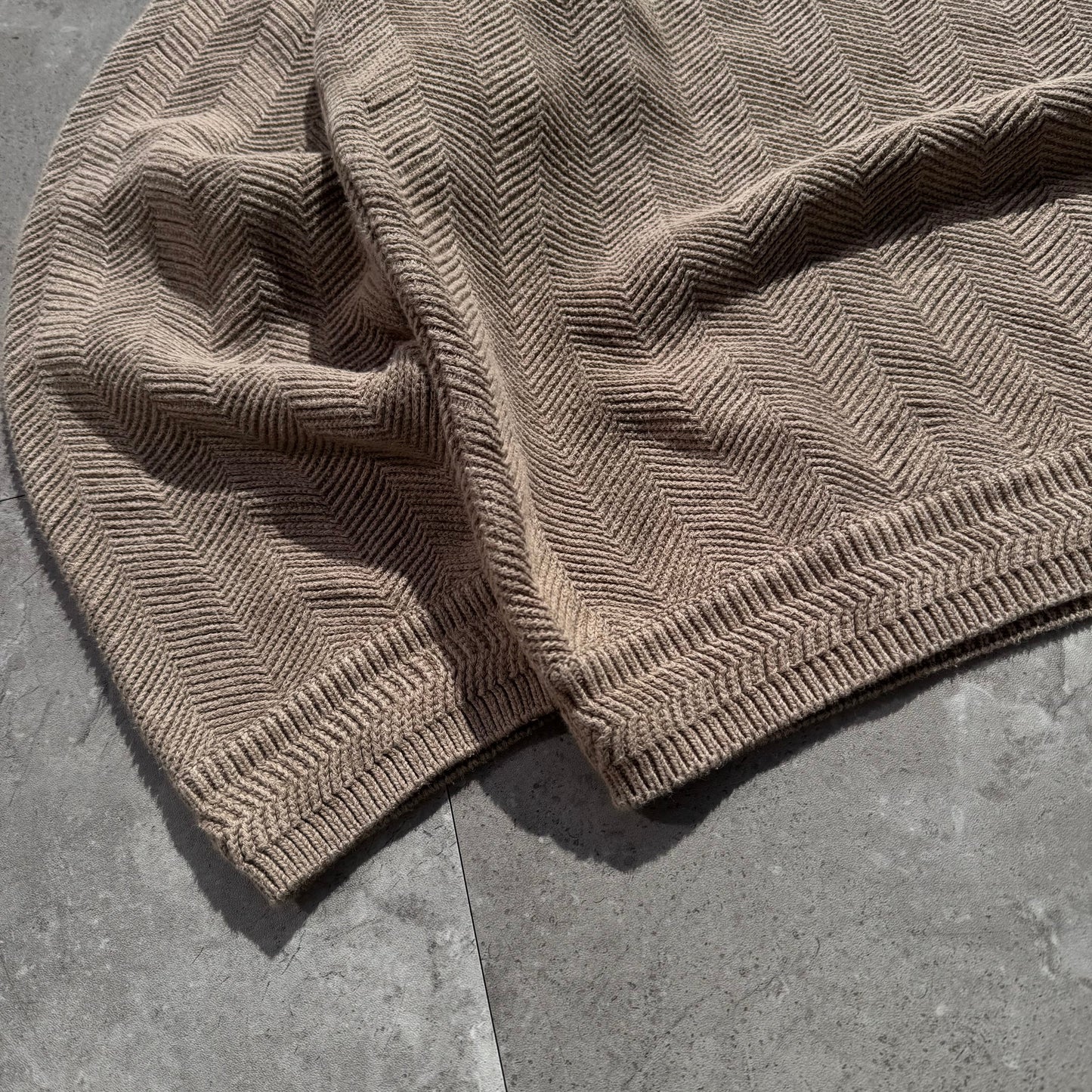 90s Chaps Ralph Lauren Brown/Beige “Hand Framed” Herringbone Knit Sweater KiiChain Clothing