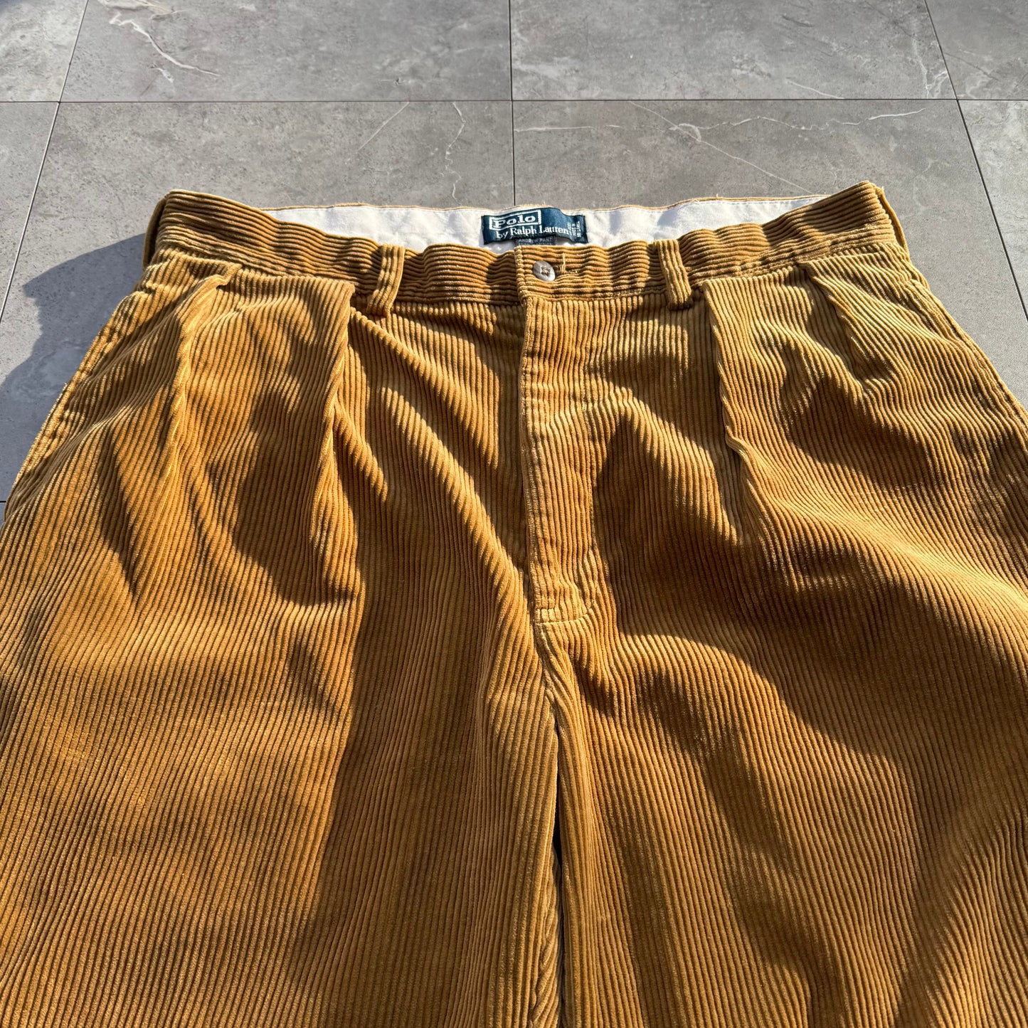 90s-00s Polo by Ralph Lauren Light Brown Corduroy Andrew Pants 36x30 KiiChain Clothing