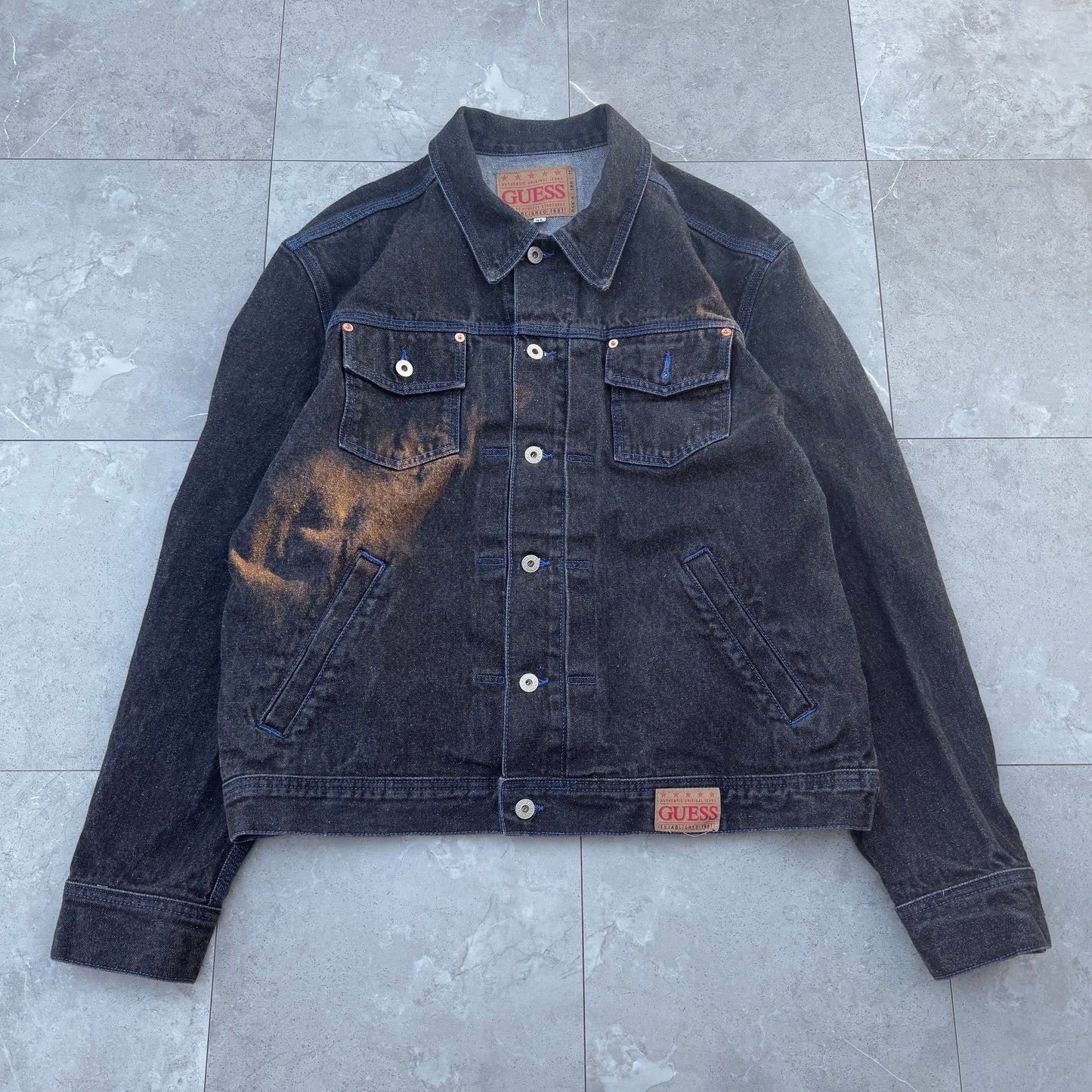90s Guess Made in USA Black Denim Jacket KiiChain Clothing