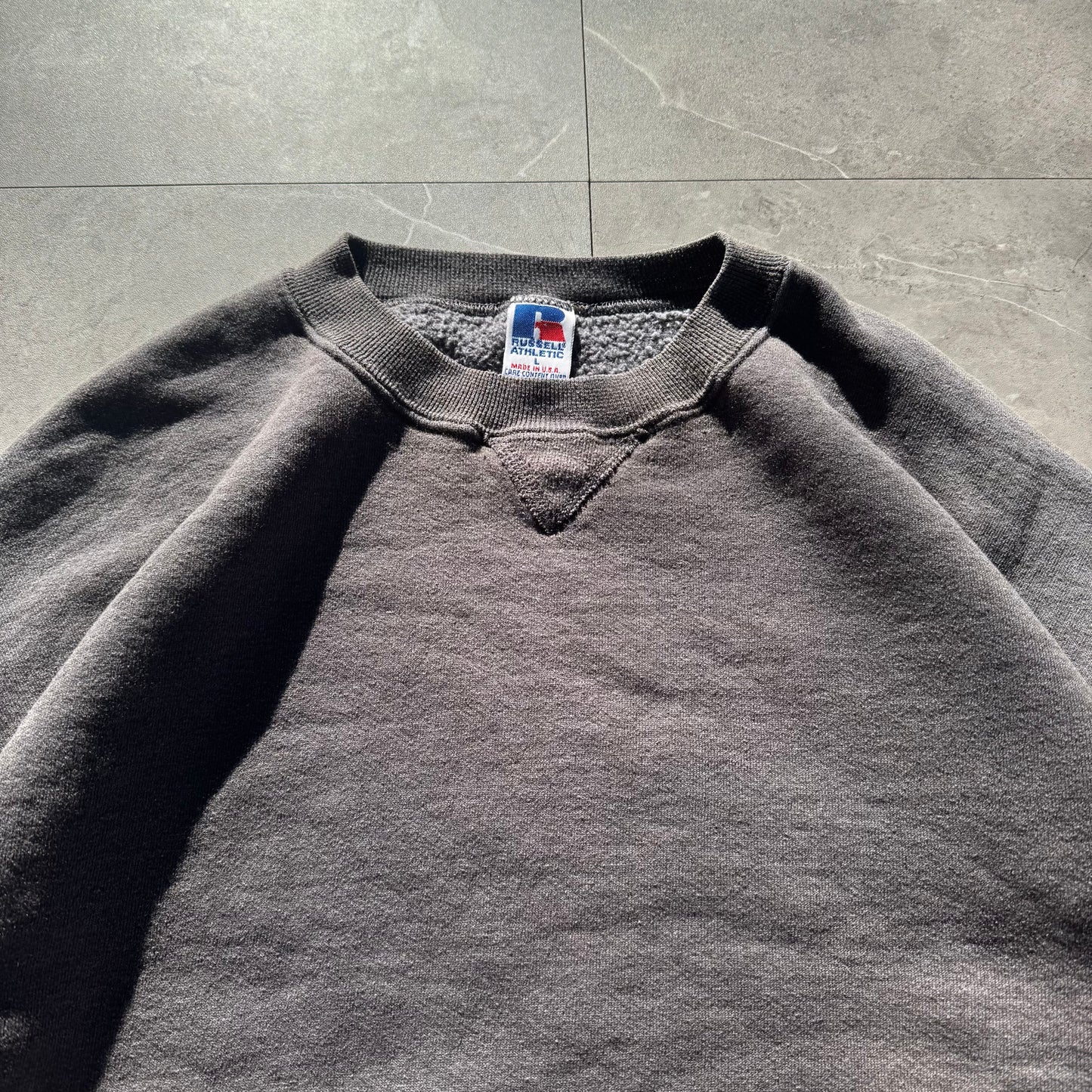 90s Russell Athletic Made in USA Blank Faded Gray Sweatshirt