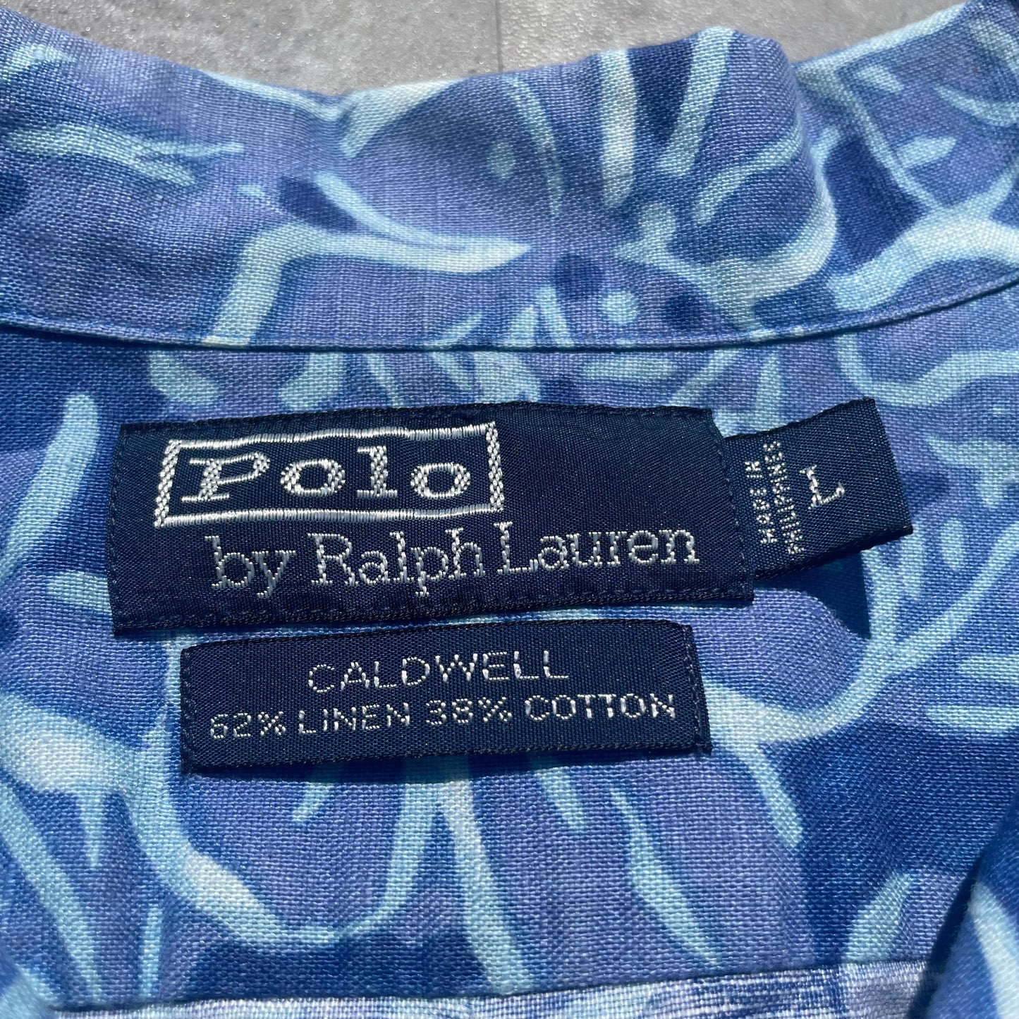 90s Ralph Lauren Caldwell Blue Floral Hawaiian Shirt KiiChain Clothing